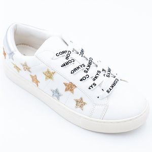Corkys Hey Girl Stellar Metallic Gold & Silver Glitter Star Low Top Sneakers - 9
